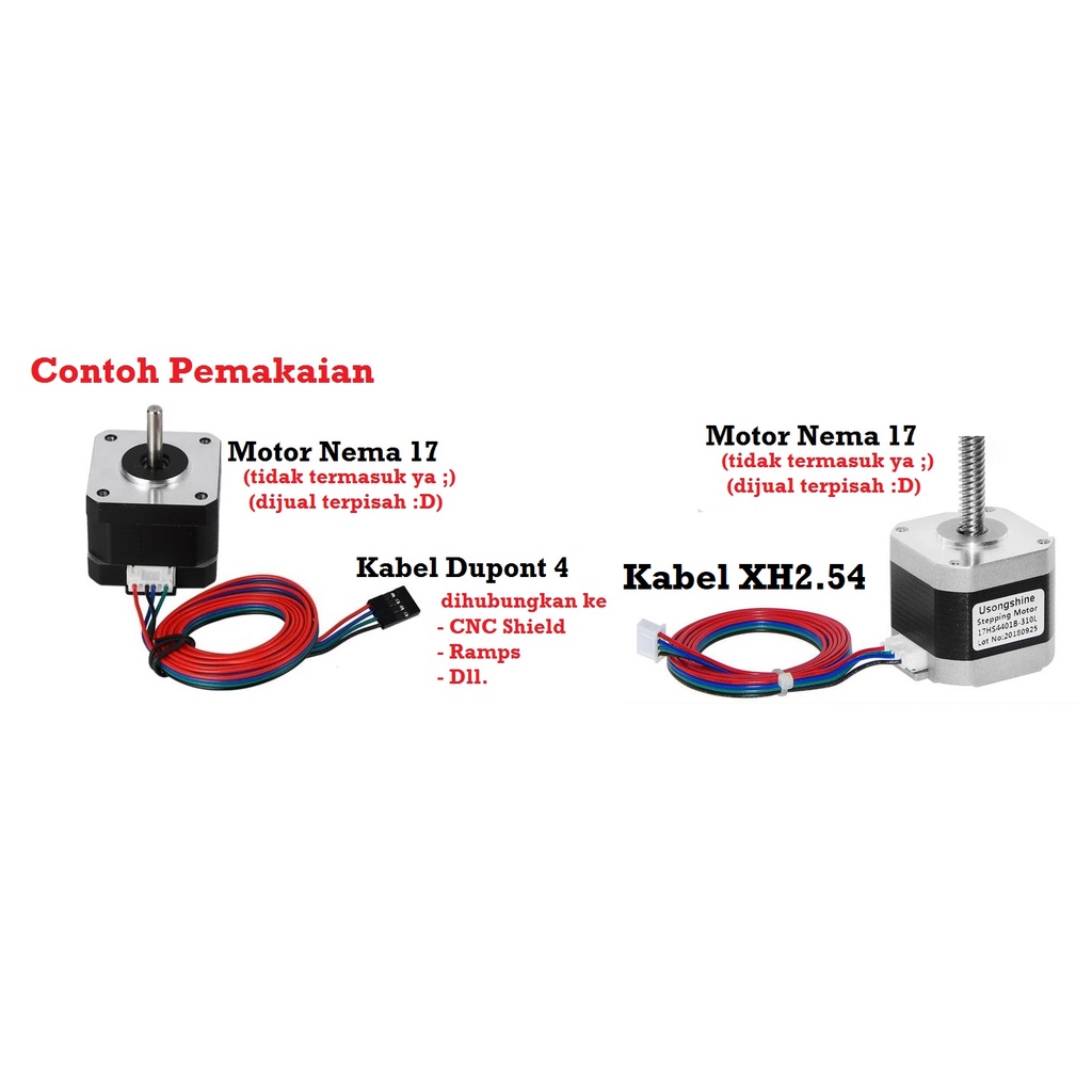 [HAEBOT] Kabel Stepper Nema 17 Motor Cable XH2.54 Dupont 4pin ke 6Pin 26AWG CNC 3D Printer Konektor Socket Bipolar 4 Kabel Terminal DIY Mesin Arduino A4988