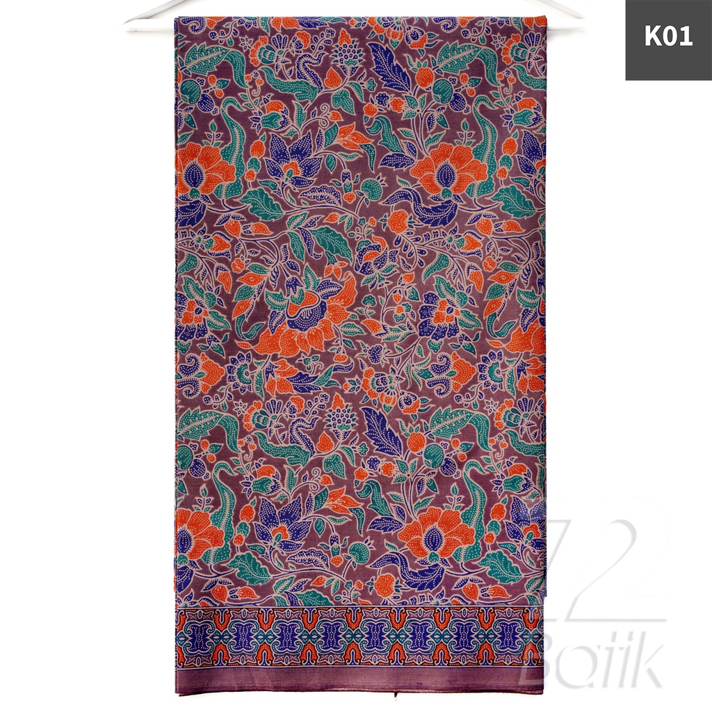 KAIN BATIK PREMIUM Bahan Katun Motif Kembang Alas Warna Hitam Orange Hijau Biru 721815 Cap 72 Jarik Jarit Samping Kebat Panjang Batik Katun Modern Premium Bahan Seragam Batik Pernikahan Kantor Keluarga Murah Kamen Jadi Batik Bali Lembaran