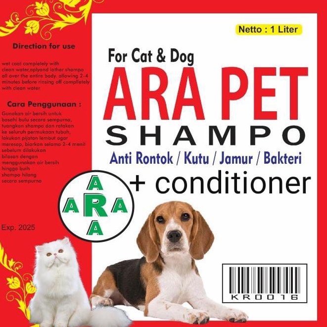 shampo kucing 1 liter anti rontok / kutu / jamur / bacteri sampo + conditioner