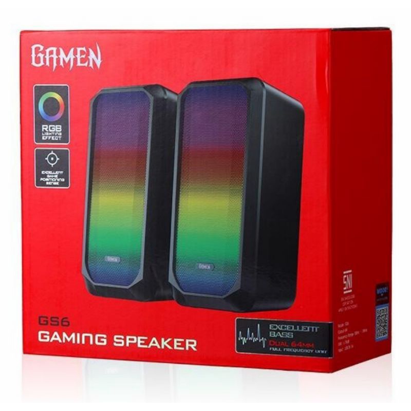 SPEAKER GAMING GAMEN GS6 Multimedia RGB Rhythm Lights Speaker Excellent Bass - ORIGINAL