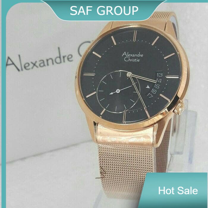 JAM TANGAN PRIA ALEXANDRE CHRISTIE AC 8519 / AC8519 ROSEGOLD BLACK ORIGINAL by plp