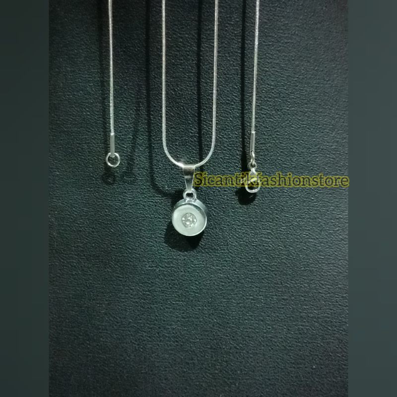 PROMO kalung Titanium plus liontin permata bulat Perhiasan Pria/wanita terlaris anti Karat mewah