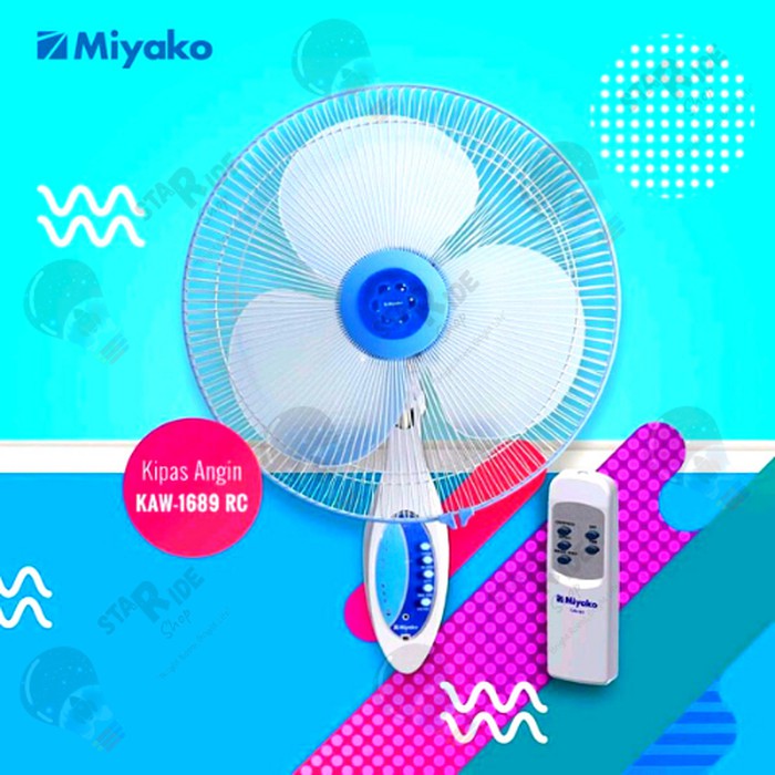 Miyako KAW-1689RC Wall Fan 16&quot; Remote / Kipas Angin Dinding Miyako KAW1689RC Remote KAW 1689 RC