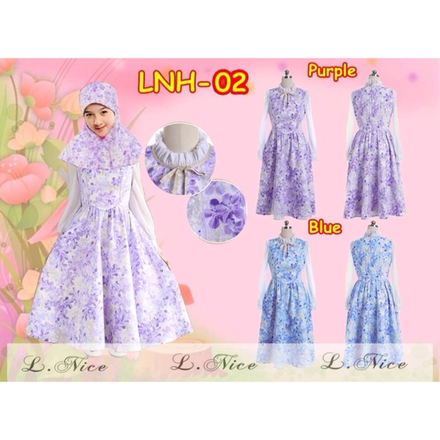 LNH-02 BAJU MUSLIM GAMIS ANAK PEREMPUAN / UKURAN KECIL