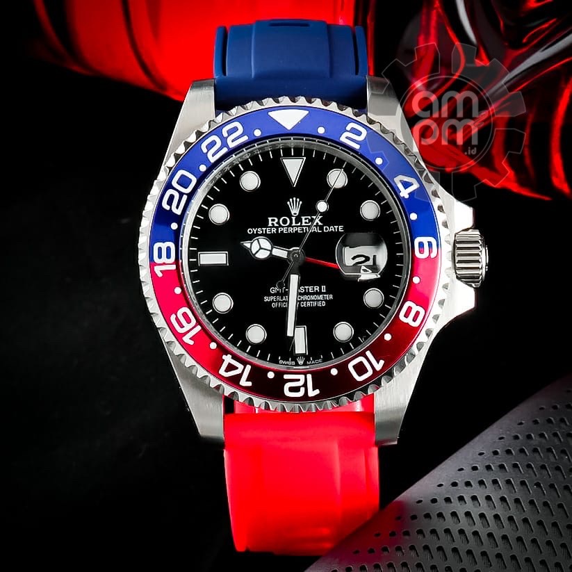 JAM TANGAN ROLEX GMT MASTER II AUTOMATIC SILICONE PEPSI