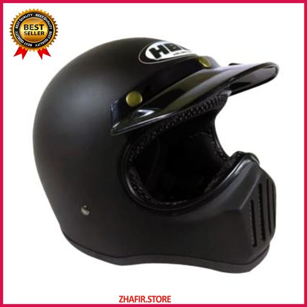 Turun Harga   HELM CAKIL HBC MURAH BONUS KACAMATA UNTUK MOTOR FULL FACE KITAM BOGO KLASIK RETRO
