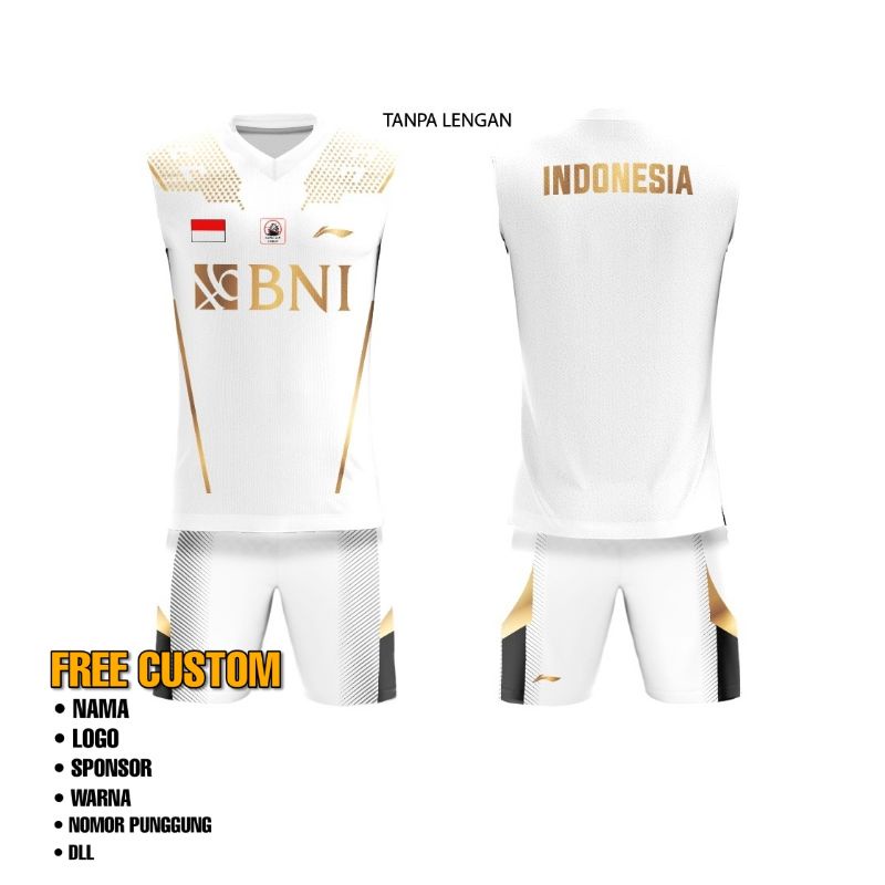 Kaos Jersey Custom Badminton - Jersey Tanpa lengan Badminton bulutangkis - BNI THOMAS UBER CUP 2021