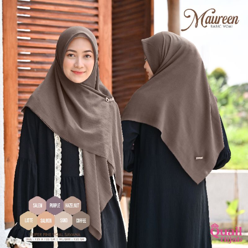 Hijab Segi Empat Voal Polos Premium MAUREEN Original Jilbab Quail