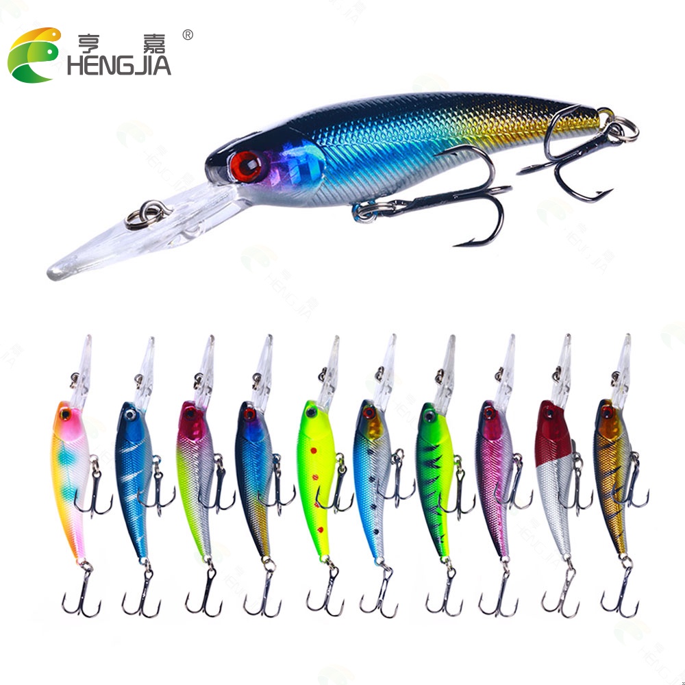 HENGJIA 1PCS 9.5CM 8G Floating Umpan Pancing Fishing Lure Minnow Swimbait Bass Bait Wobbler Ikan Tackle