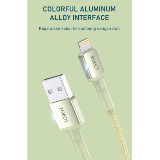 ROBOT RSL100 KABEL DATA FOR LIGHTNING 2.4A 100CM FOR / buat hp IPHONE 7 / IPHONE 8 / IPHONE X GARANSI