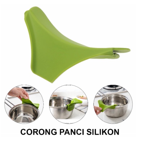 Corong Panci Silikon Tuang Kuah Anti Tumpah / Corong Silikon Wajan Panci Anti Panas