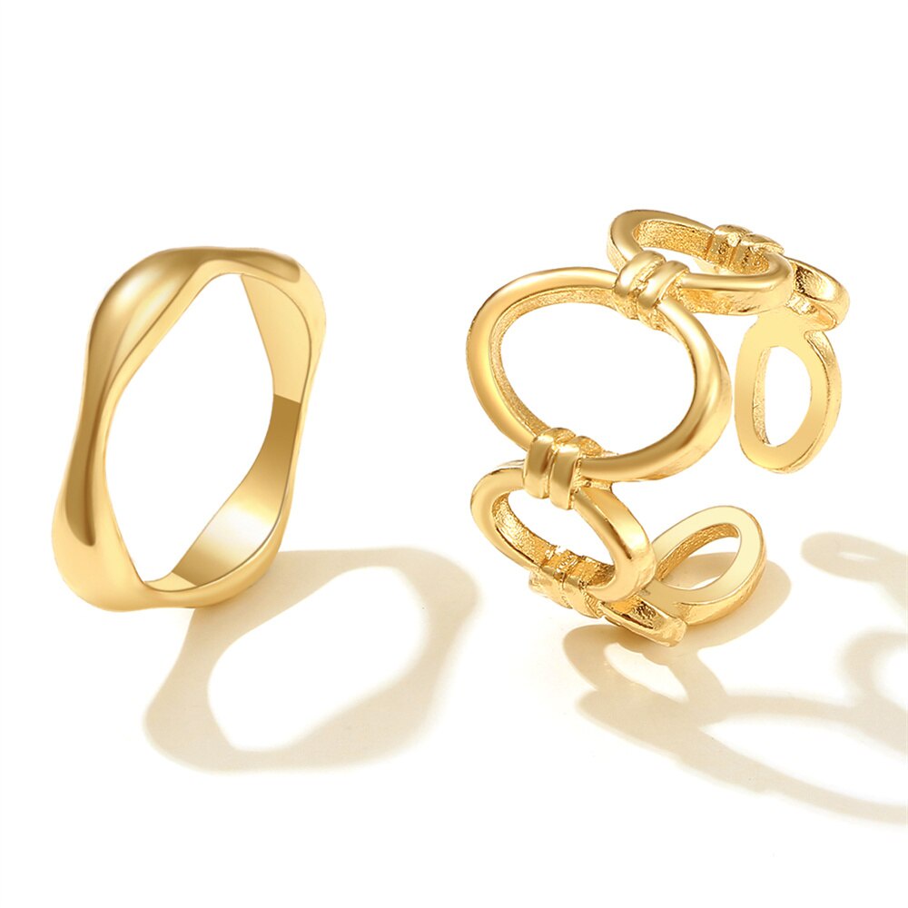 Set Cincin Knuckle Model Hollow Lebar Bahan Metal Gaya Punk Gothic Untuk Wanita