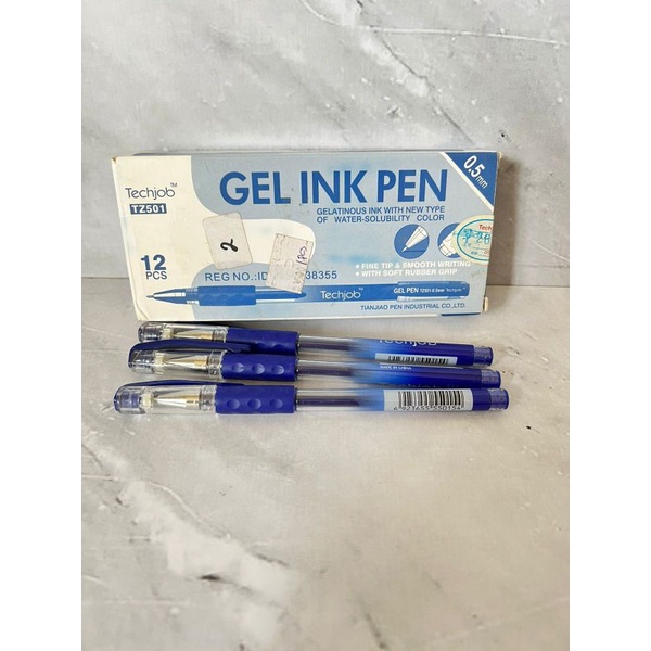 

ballpoint techjob tz501 biru pulpen gel ink biru blue tz501 0.5mm