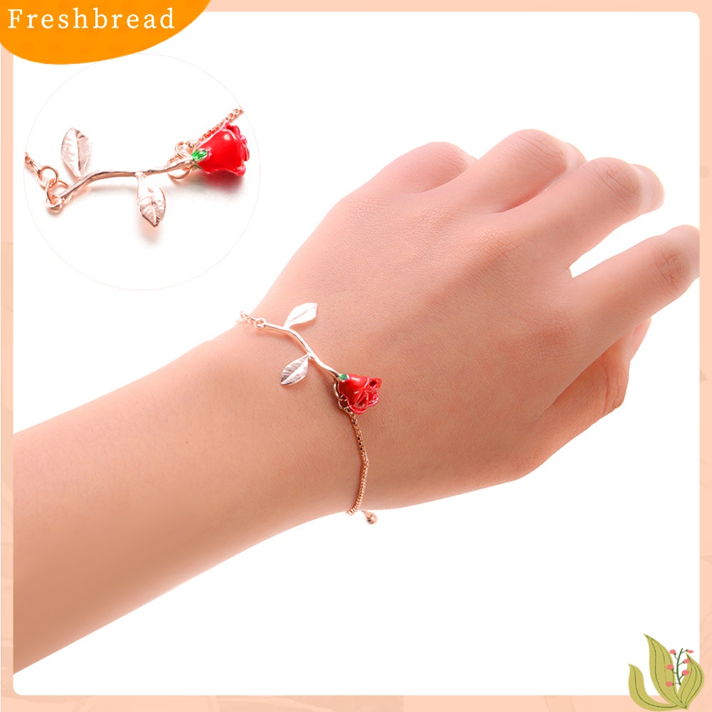 [TERLARIS]Elegant Rose Pendant Wristband Bracelet Adjustable Bangle Women Jewelry Gift