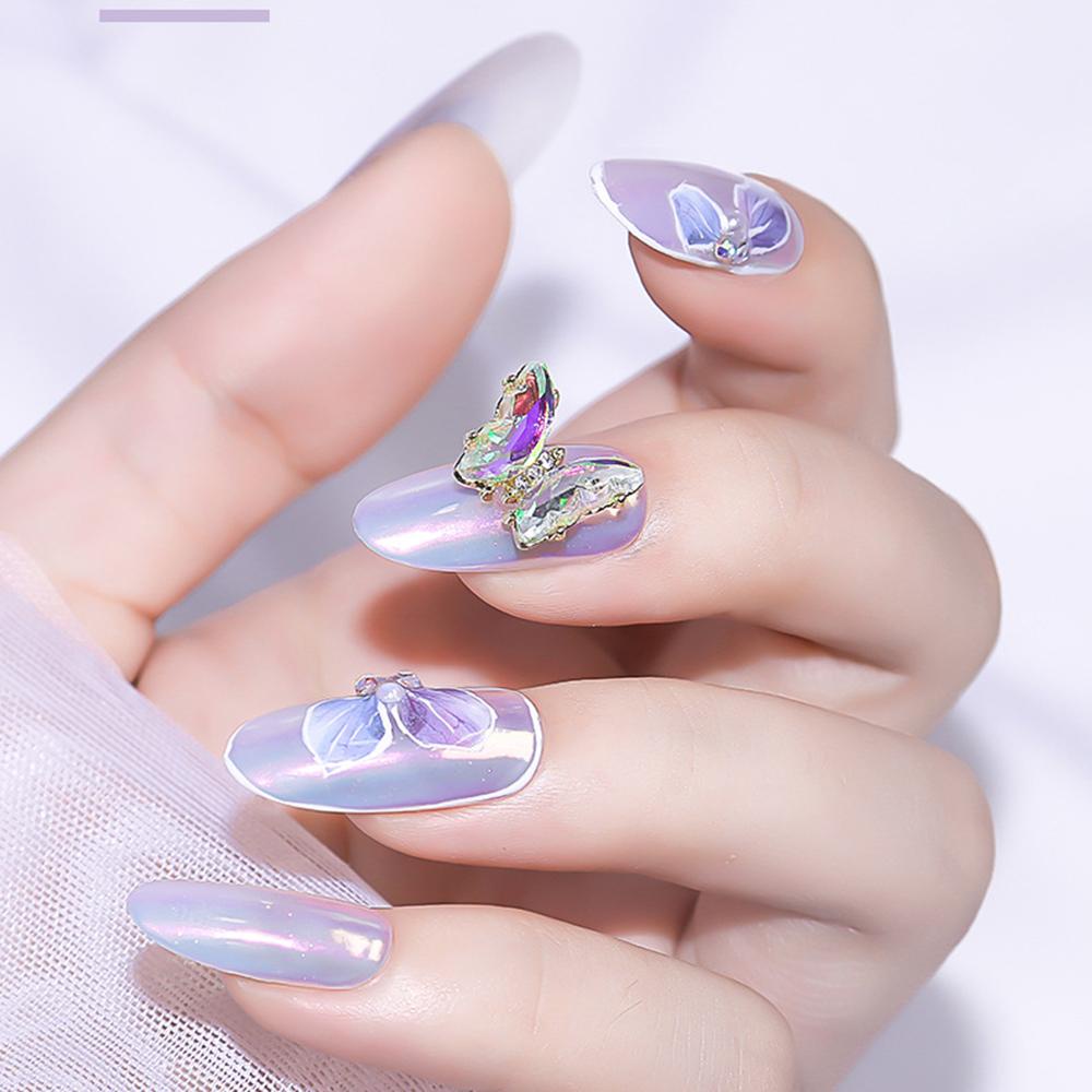 AUGUSTINA Dekorasi Kuku Kupu Kristal Agustina 3D DIY Manicure Tips Diamond Shiny Zircon Aurora Butterfly