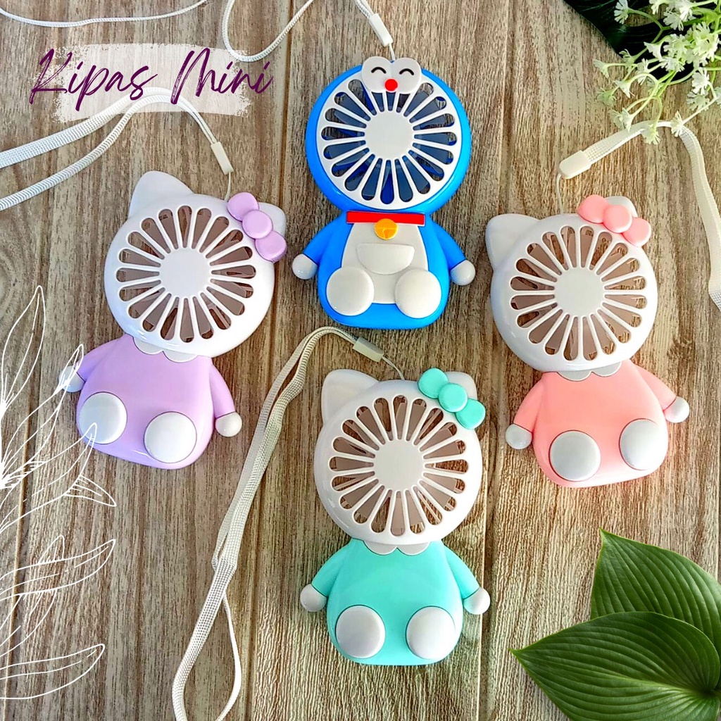 Mikusoo Mini Fan Kipas Angin Portable USB Karakter Ada Tali Gantung