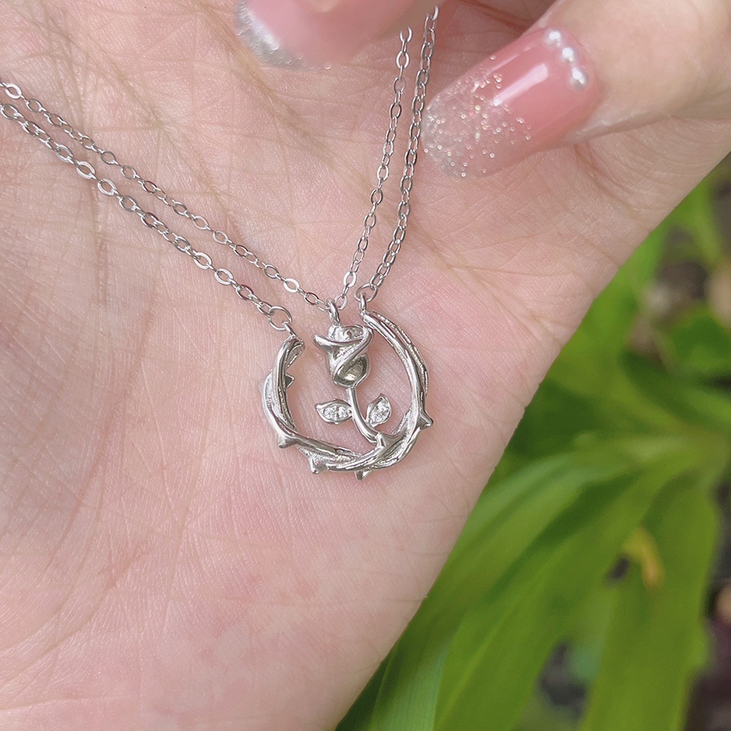 Hu Hu Hu Hu Hu Alat Bantu Pasang Kacamata♡ Kalung Liontin Bunga Mawar Bahan Tembaga Anti Karat Untuk Hadiah Ulang Tahun