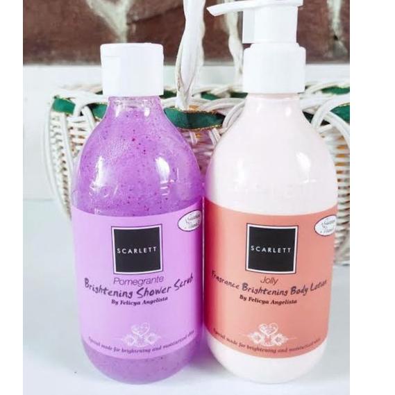 Model Baru PAKET SCARLETT WHITENING 2 IN 1 BODY LOTION + BODY SHOWER - PEMUTIH BADAN SCARLET ~