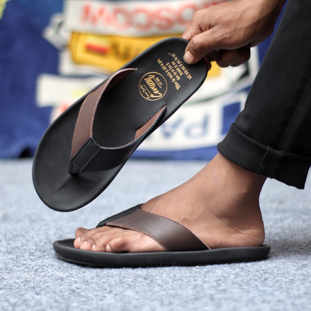 MOLK|Sandal Kulit Pria Hitam Tali Original Distro Trendy Kekinian