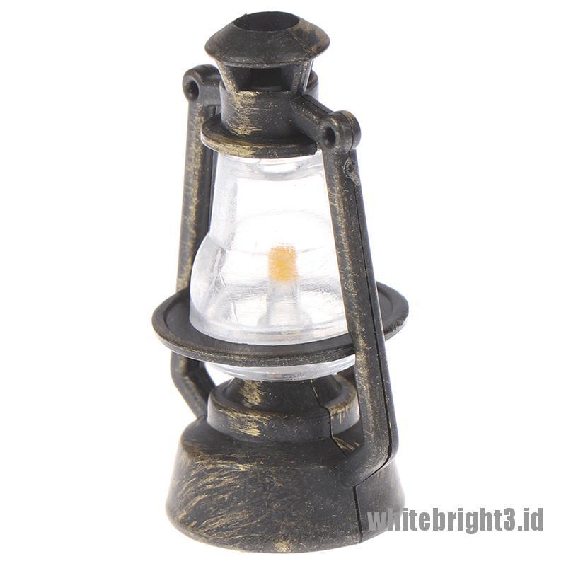 (white3) 1pc Miniatur Lampu Minyak retro Skala 1: 12 1: 6 Untuk Aksesoris Rumah Boneka