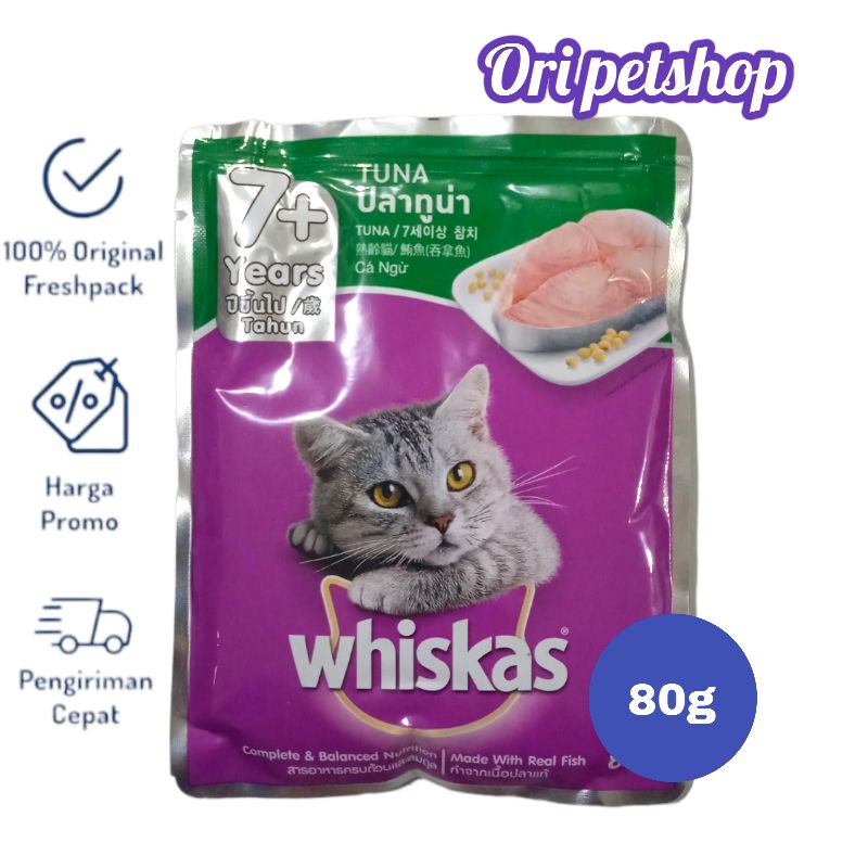 Whiskas Sachet Pouch 80g Wet Cat Wood - Senior 7+ Tuna