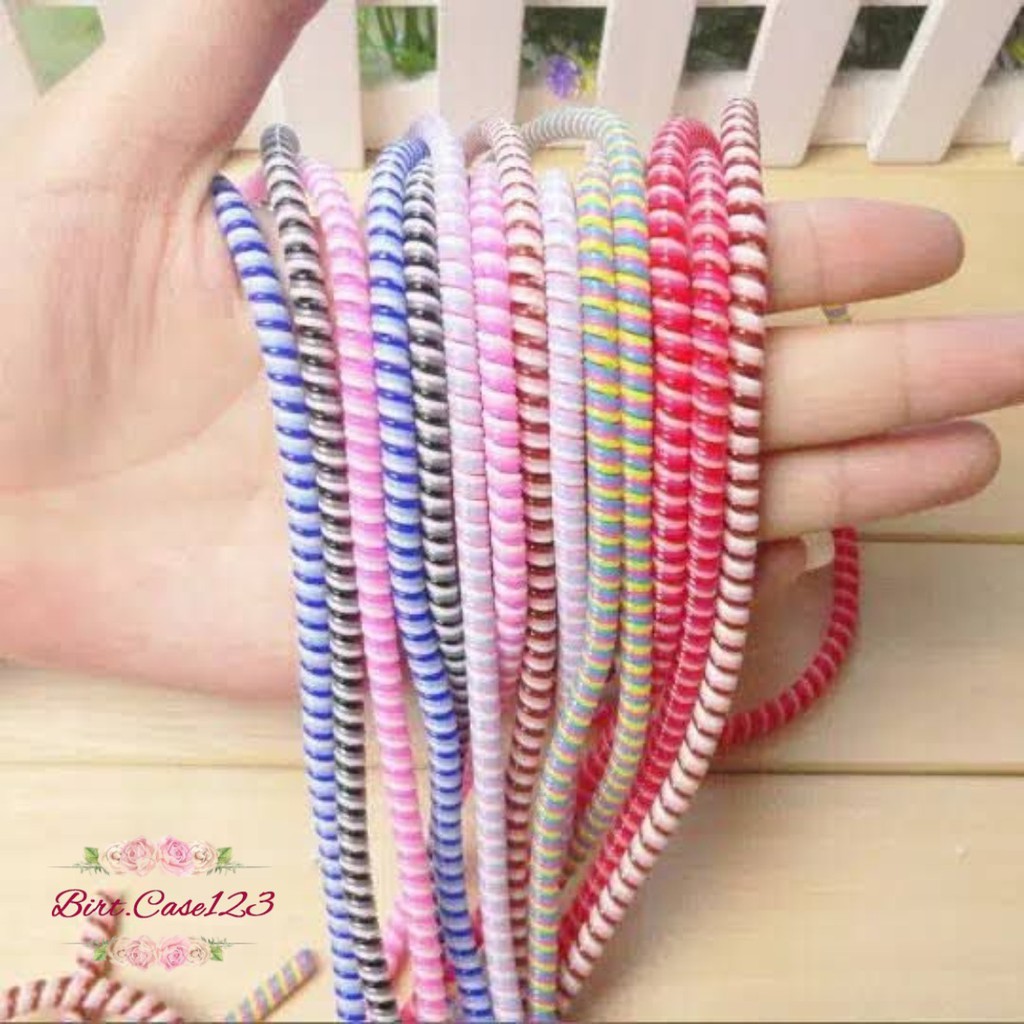 PELINDUNG KABEL 2 WARNA warni lilitan Charger spiral data cable  / CORD PROTECTOR SPIRAL 2 TONE bahan bagus BC5911