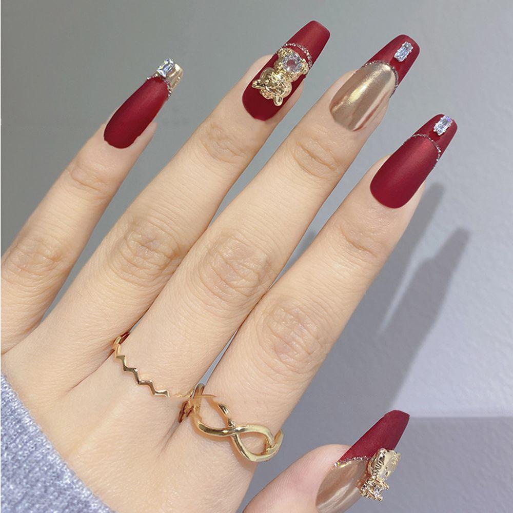 AUGUSTINA Augustina Dekorasi Nail Art 1Pcs Beruntung Untuk Gadis Wanita2022Tahun Baru DIY Manicure Accesoires Zirkon Kristal 3D Pesona Kuku