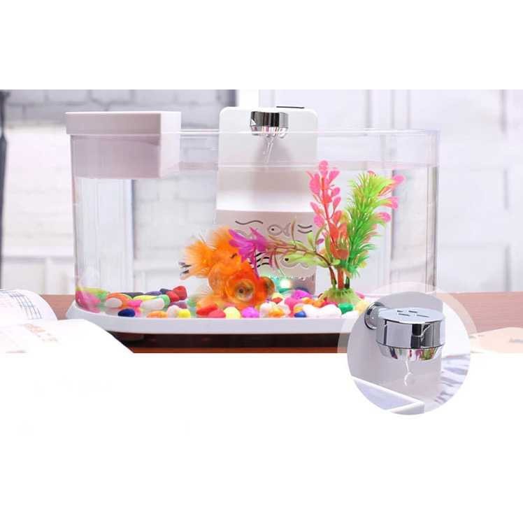 EECOO USB Desktop Aquarium Mini Fish Tank Running Water Lileng-921 Hitam 