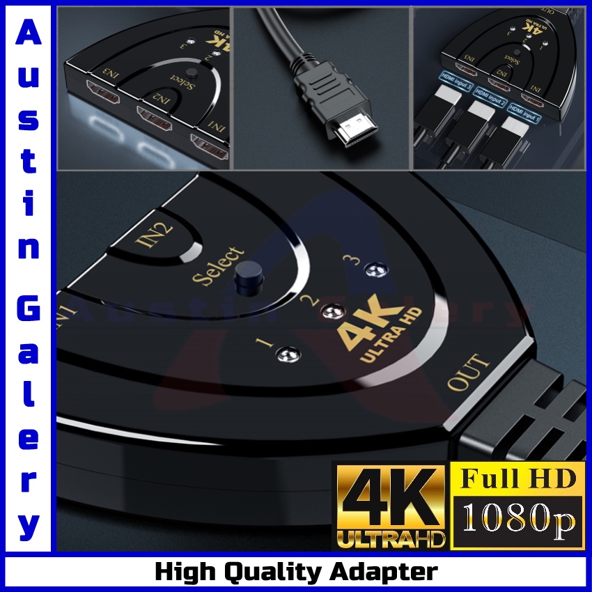 HDMI Switch 3 Input 1 Output Full HD1080P TO 4K UltraHD Untuk HDTV PC Laptop X BOX