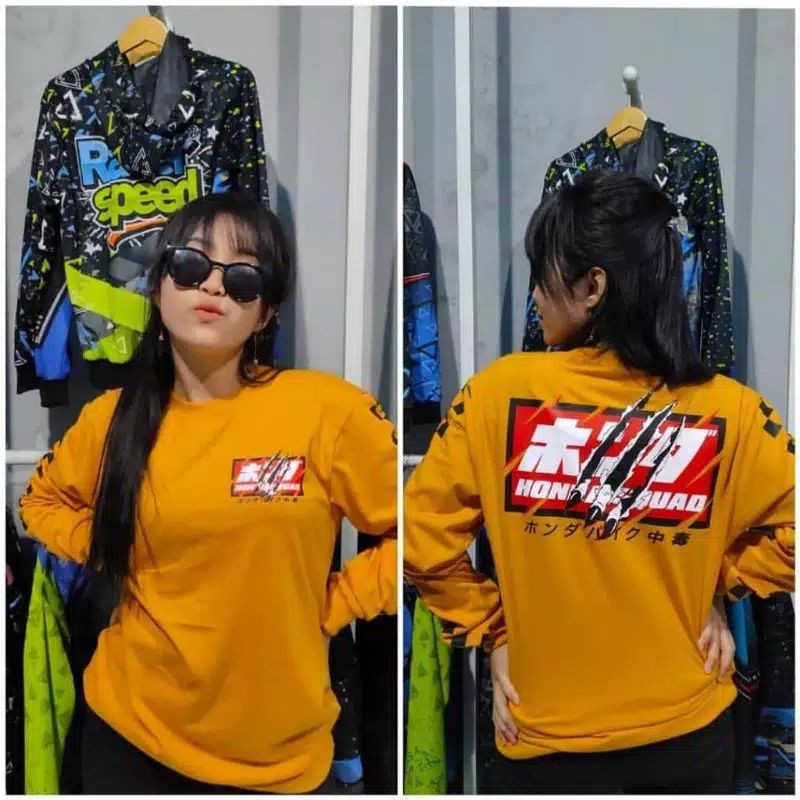 Kaos Honda Squad Kuning Panjang Original (Bonus Stiker)