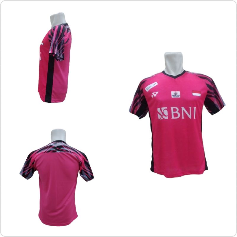 Kaos Bulutangkis Indonesia Malaysia Open Fajar Rian / Jersey Badminton / Atasan Kaos Seragam Baju Badminton Bulutangkis Shuttlecock Kok Raket Mania Fajri Indonesia Korea Selatan India An Se Young Kim Kong Lee-Y172.Sponsor Magenta