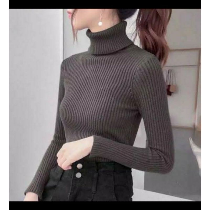 rajut / manset / turtle neck lengan panjang / sweater wanita perempuan