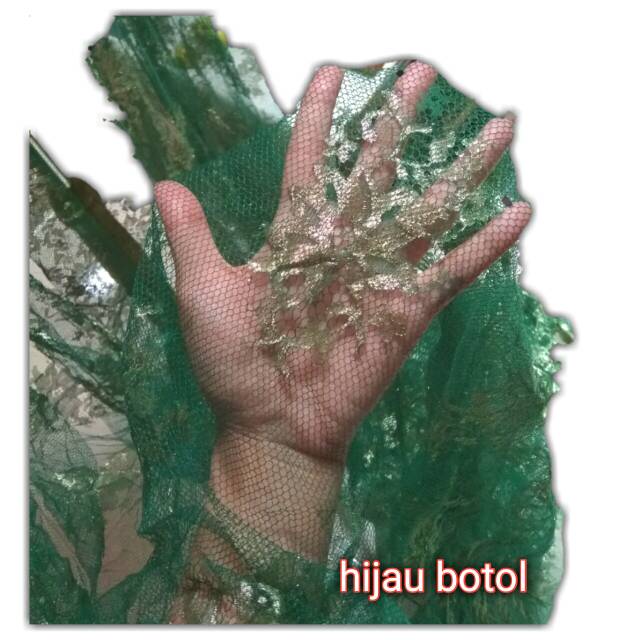 Jual Sisa Kain Brokat Brukat Lace Murah Hijau-Gold