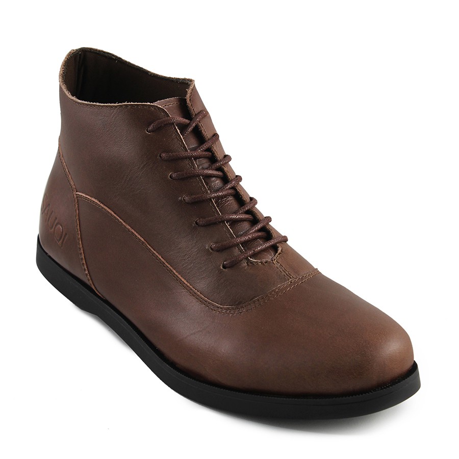 Sauqi Footwear Spectre Sepatu Boots pria Sepatu Kulit Asli Fashion Boots - Cokelat