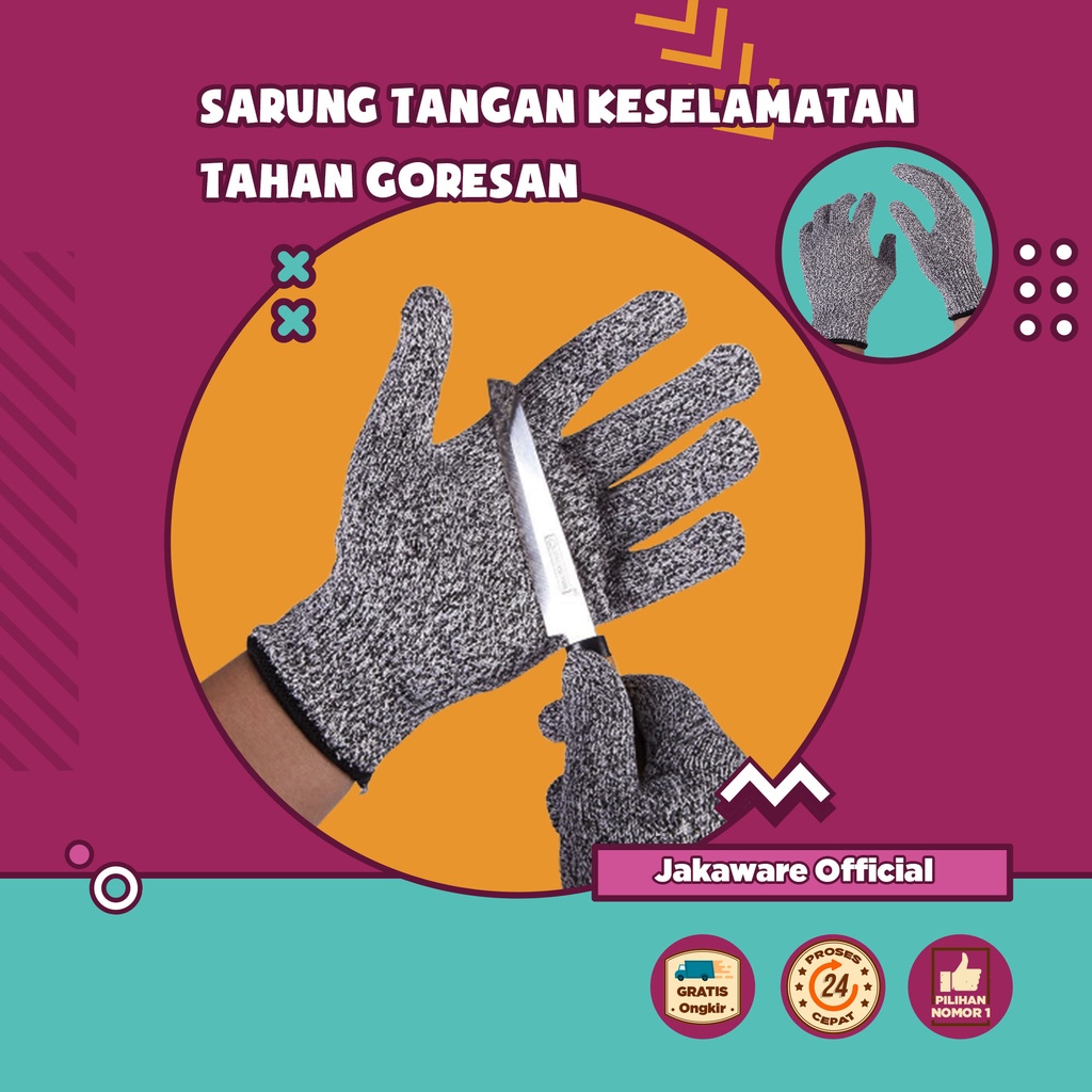 SARUNG TANGAN KESELAMATAN TAHAN GORESAN PISAU MASAK DAPUR POLOS PENDEK JEMPOL PELINDUNG PRIA WANITA 