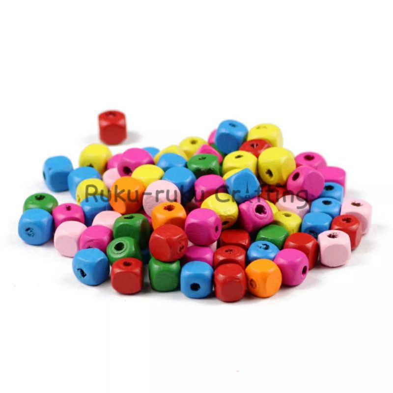 (50 Pcs) Manik Mote Kayu Mote Makrame Wooden Beads