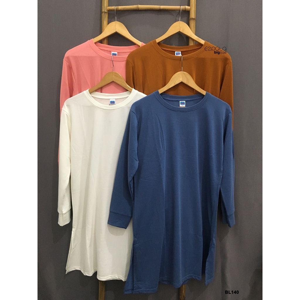 Ezpata Atasan Blouse Tunik Polos Lengan Panjang Blus Jumbo XXXL BB 65-90kg LD 120-140cm Plain Bahan Baby terry