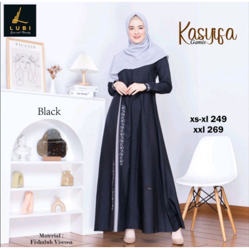 GAMIS KASYIFA BLACK BY LUBI
