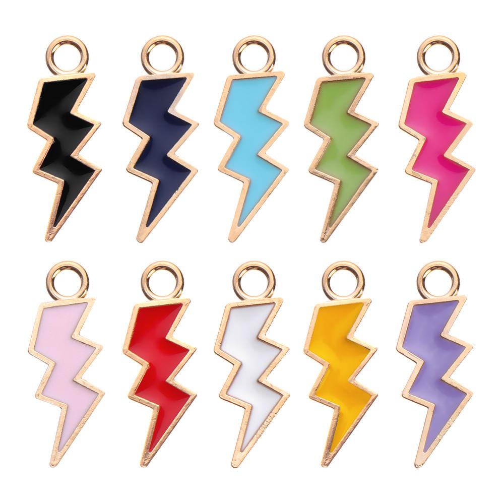 Lily 10PCS Liontin Petir Fashion Kalung Membuat Aksesoris DIY Enamel Charms