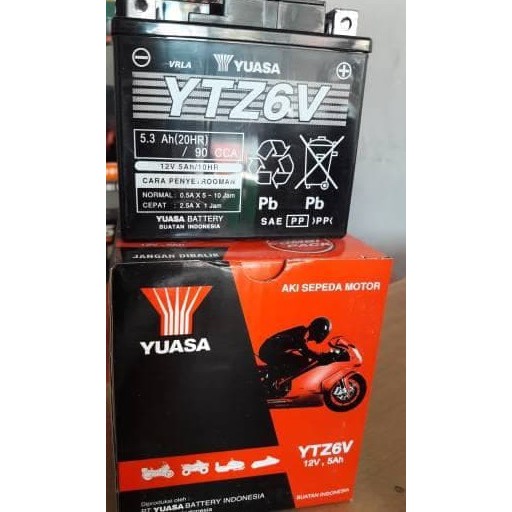 AKI YUASA YTZ6V YTZ6-V AKI KERING 12V 5AH AKI MOTOR VARIO 125/150 SATRIA FU