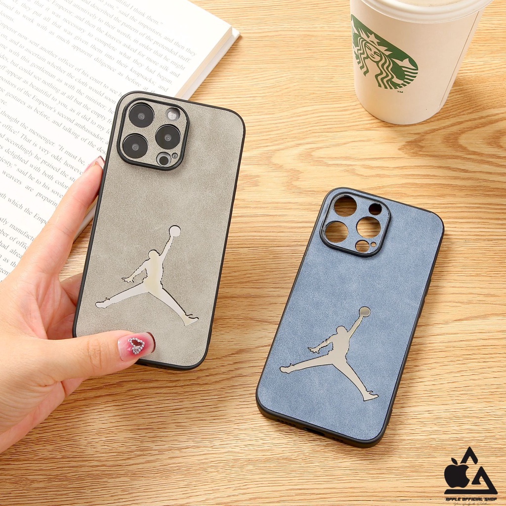 PREMIUM Vintage Leather Case 3D JORDAN MIRROR iPhone 13 PRO MAX 12 PRO MAX Mini 11 PRO MAX XR X XS MAX 7 7+ 8 8+ SE 2 3 High Quality Softcase Krom Kulit Silikon Cover Camera Protection