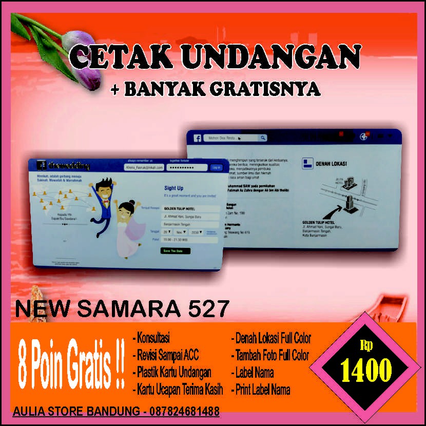 Cetak Kartu Undangan Pernikahan Murah Unik Facebook New Samara 527