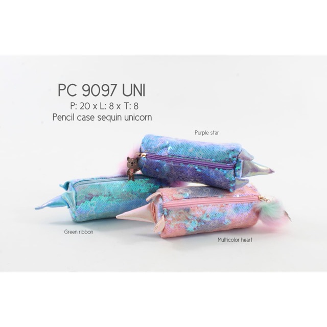 

Pencil Case Sequin Unicorn / Kotak Pensil Unicorn Tanduk