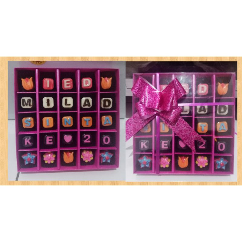 

DINKES P-IRT coklat box ucapan isi 25 (5x5)