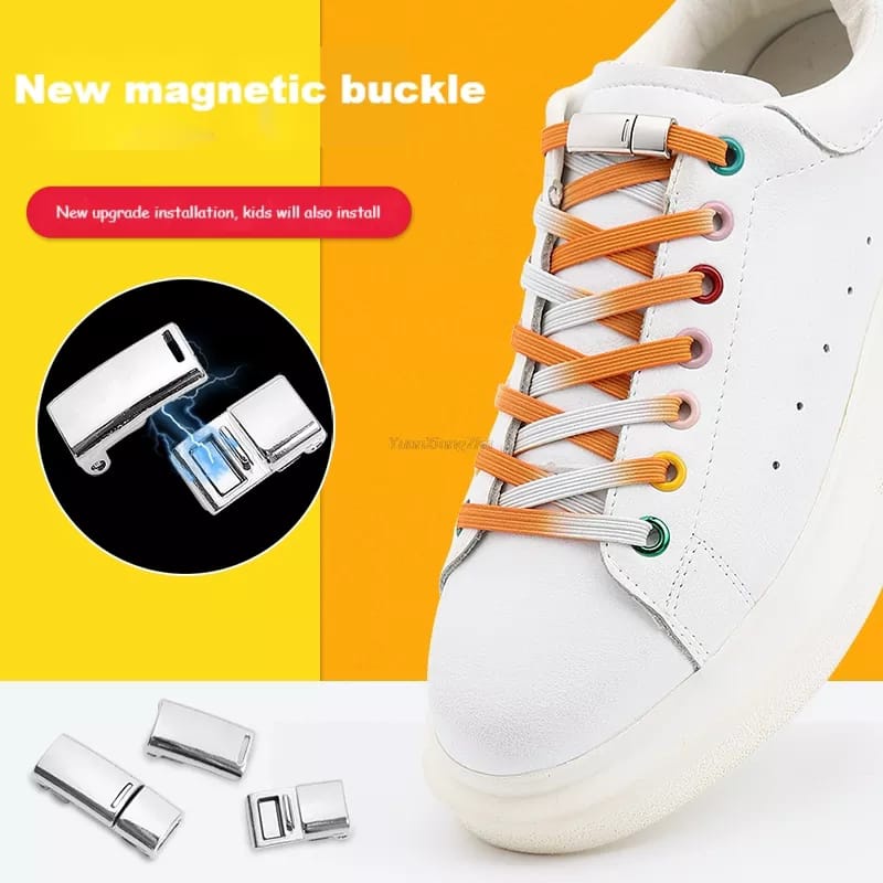 Tali Sepatu Elastis Karet Praktis Model Lock Tube Tali Sepatu Lazy Shoelace with Lock Capsule (SEPASANG) F786