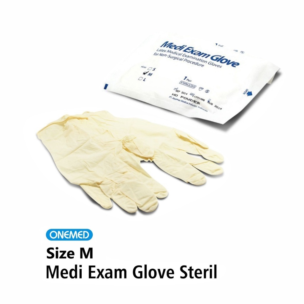 Sarung Tangan Medi Exam Glove Sterile OneMed 1 Pasang Size M