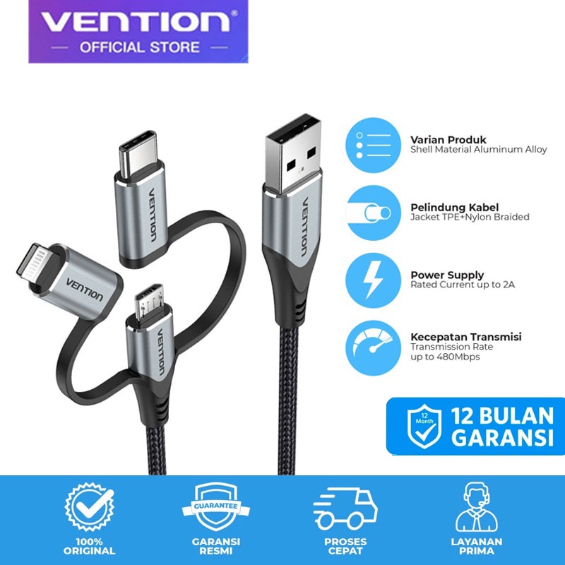 Vention CQJ Kabel Micro USB Type C Adapter Micro USB to USB-C Lightning