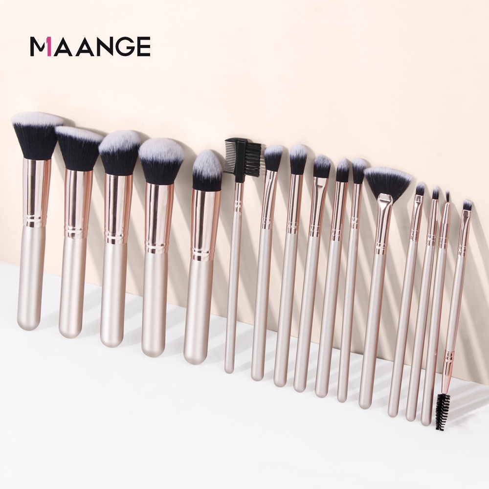 MAANGE 16Pcs Professional Makeup Brush Set Aluminum Tube Super Soft Fluffy Beauty Brushes