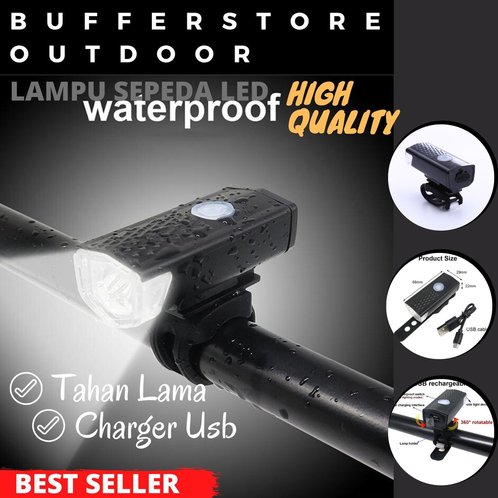 lampu sepeda premium led cree super terang charger mtb roadbike