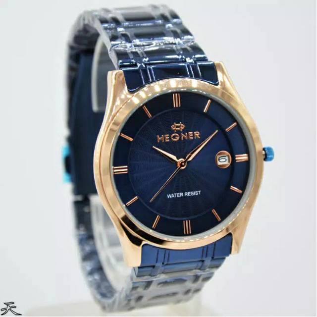 Jam Hegner pria Hw 1261 G original Blue rosegold